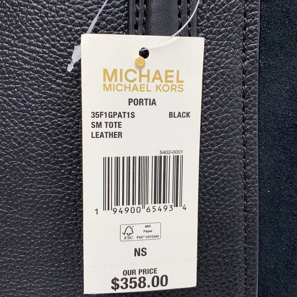 MICHAEL KORS PORTIA SMALL TOTE BLACK COLOR Pebbled leather/ suede